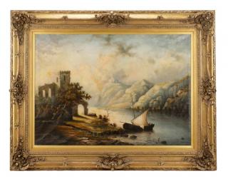 Appraisal: Continental th C Capriccio with Boat Oil Continental School th