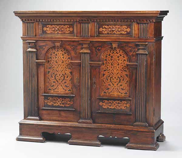 Appraisal: An Antique Italian Carved and Paint-Decorated Credenza the rectangular top