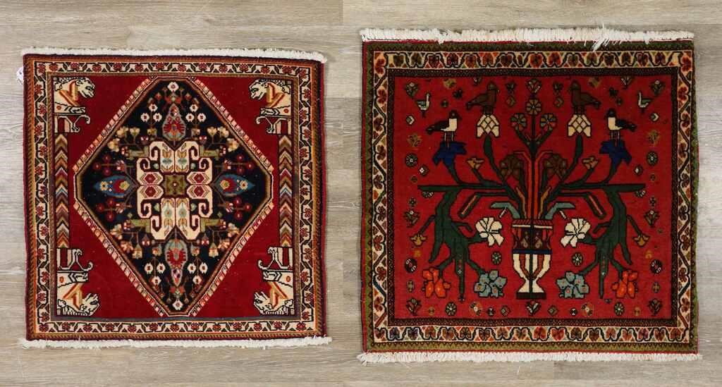 Appraisal: square Persian mats Minor wear to both ' x '