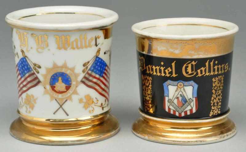 Appraisal: Lot of Fraternal Shaving Mugs Includes one with crossed flags