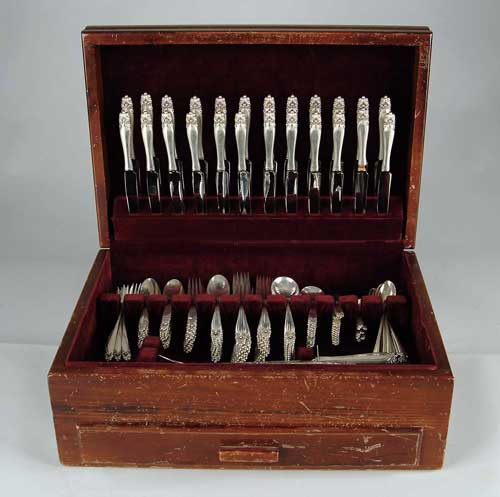 Appraisal: -PIECE CASED STERLING FLATWARE BY WALLACE IN THE KING CHRISTIAN