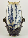 Appraisal: FLOOR VASE - Dark blue white and gold leaf trimmed