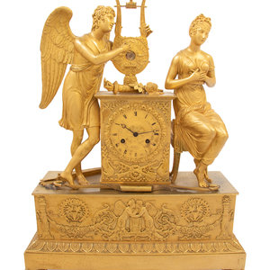 Appraisal: An Empire Gilt Bronze Figural Mantel Clock Early th Century