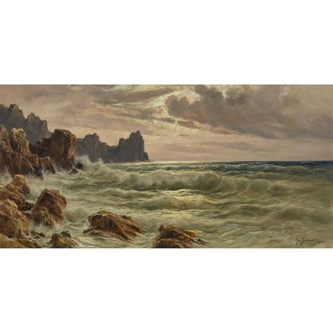 Appraisal: Michele Federico - ROCKS AT CAPRI Italian Oil on canvas