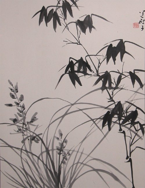 Appraisal: Chrysanthemum woodblock Chinese brushstroke painting Artist after Ito Nisaburu th