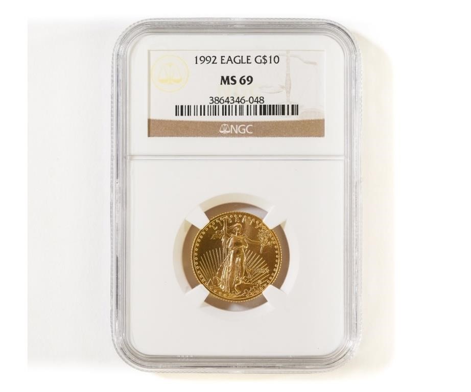 Appraisal: gold ten dollar Eagle coin M clad cased x ounce