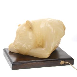 Appraisal: R Bugatti style carved alabaster panther lamp R Bugatti style