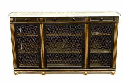 Appraisal: A Regency style ebonised and parcel gilt bookcase the three