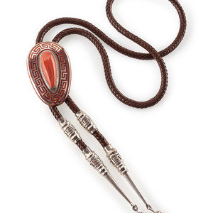 Appraisal: Vernon Haskie Dine b Sterling Silver and Coral Bolo Tie