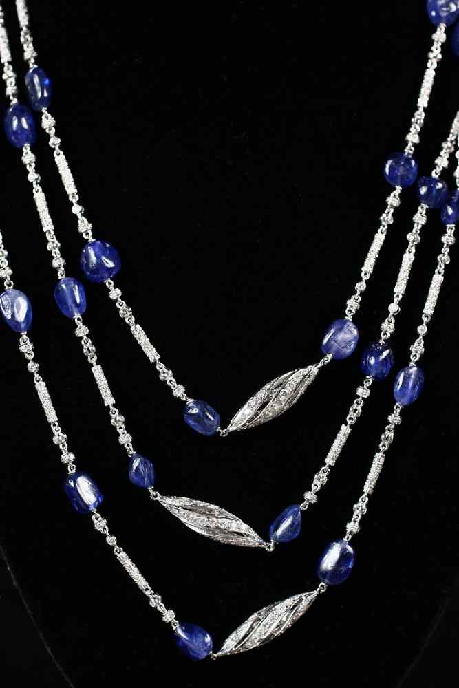 Appraisal: NECKLACE - One handmade K white gold diamond and Burmese