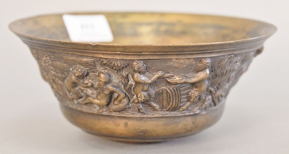 Appraisal: Renaissance bronze bowl with molded putti and centaurs ht in