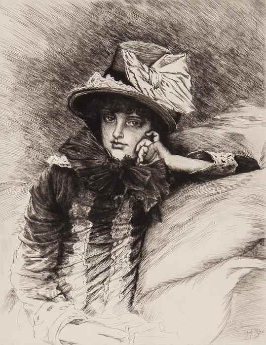 Appraisal: James Jacques Joseph Tissot - Berthe etching with drypoint on