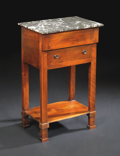 Appraisal: Provincial Louis-Philippe-Style Mahogany and Marble-Top Night Stand the Bleu d'Aspin