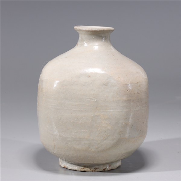 Appraisal: Unusual Korean square form glazed ceramic vase as-is condition with