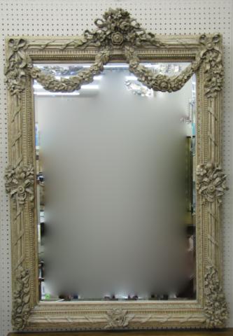 Appraisal: Extremely Ornate Carved French Mirror with garland floral and ribbon