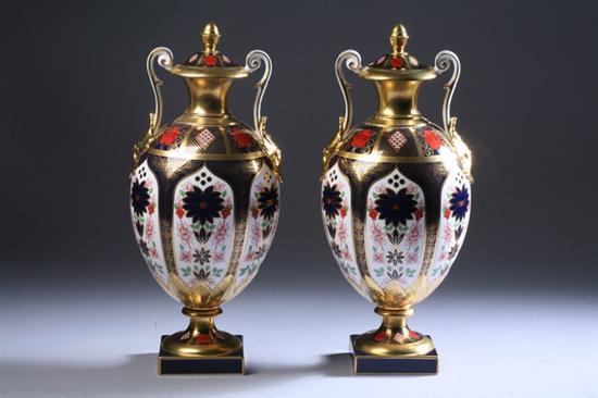 Appraisal: PAIR ROYAL CROWN DERBY OLD IMARI REPTON VASES pattern no