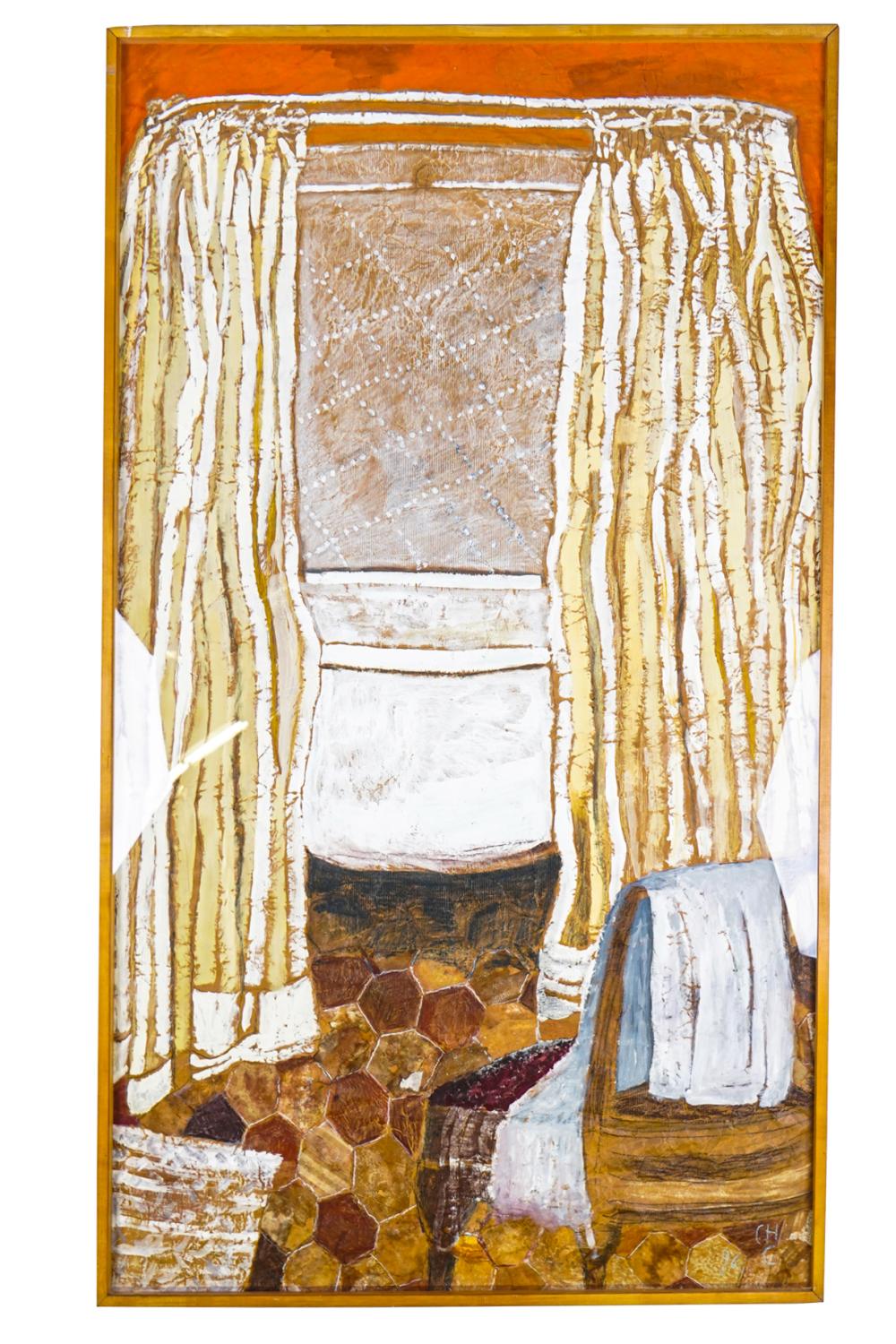 Appraisal: CHARLOTTE CULOT CHAIR BESIDE BATHTUB gouache on brown paper x