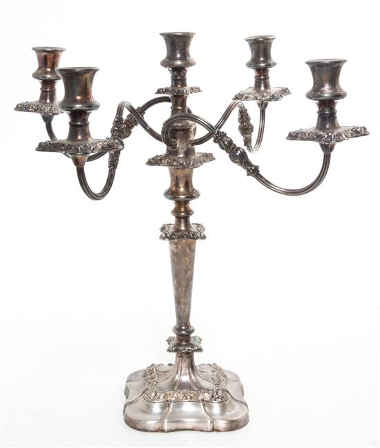 Appraisal: Sale Lot A Silver-plate Five-Light Candelabrum of baluster form with