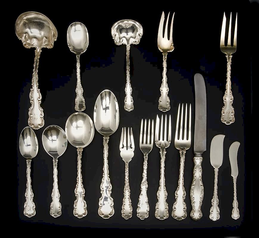 Appraisal: Sterling Louis XV flatware Sterling Louis XV flatware including dinner