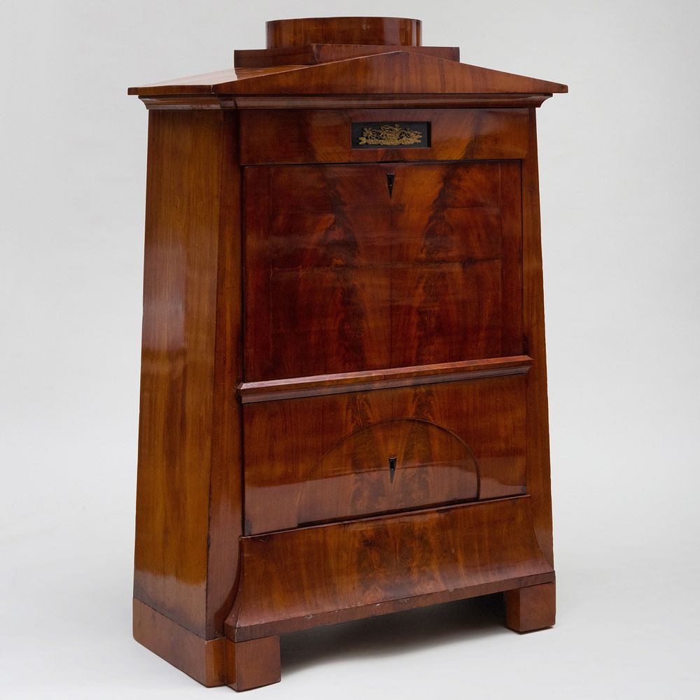 Appraisal: German Biedermeier Gilt-Metal Mounted Mahogany Fall-Front Secretary Of tapering form