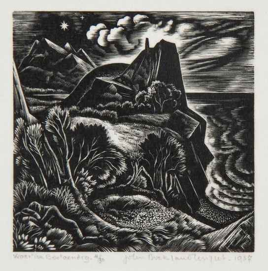 Appraisal: John Buckland-Wright - Waer'ick Beotaendig wood-engraving signed titled and dated