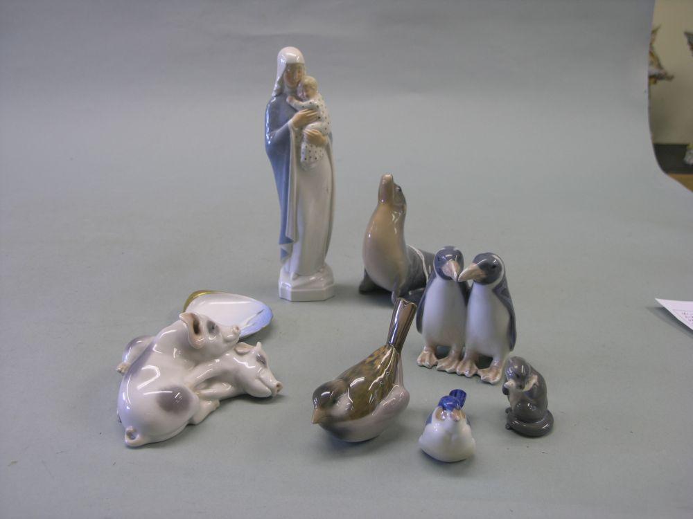 Appraisal: Eight various Royal Copenhagen models including a pair of penguins