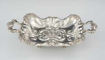 Appraisal: An Austrian Silver Repousse Armorial Centerpiece dated Of rectangular shape