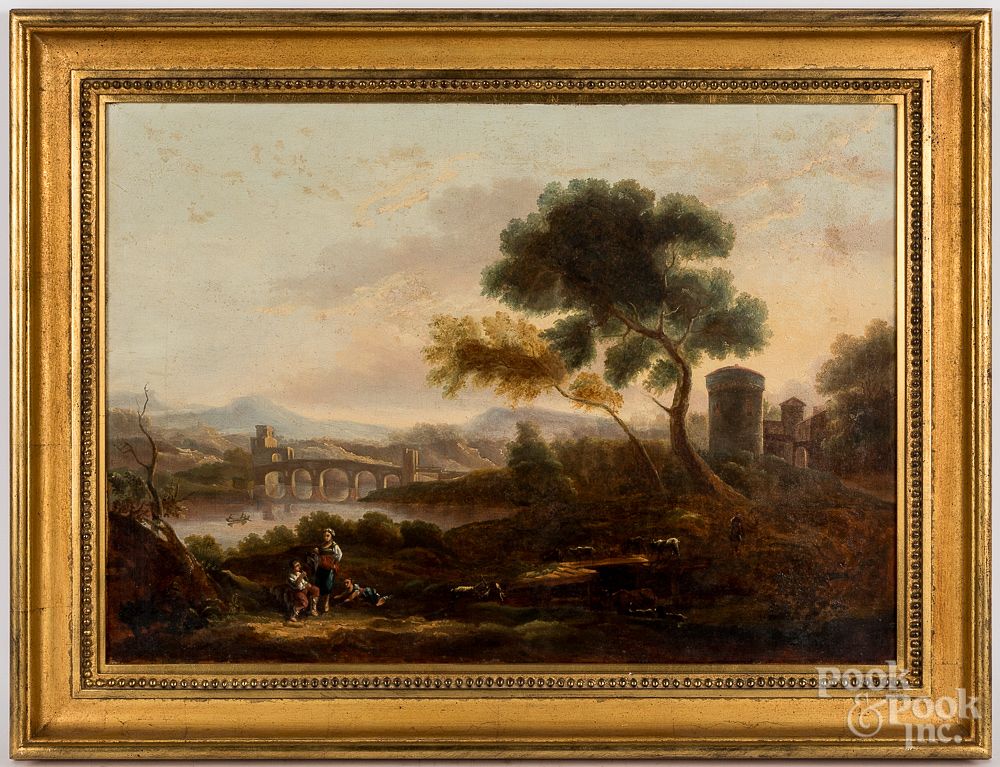 Appraisal: Oil on canvas Italianate landscape th th c Oil on