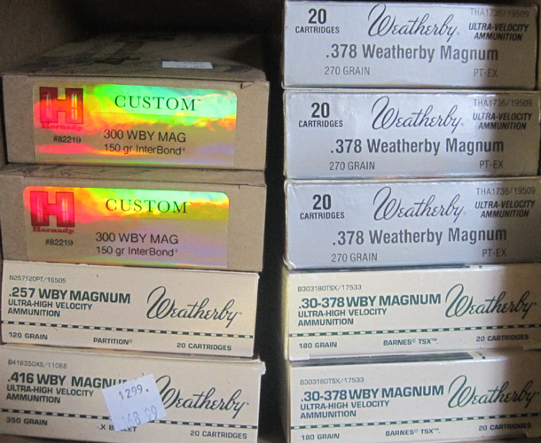 Appraisal: NINE BOXES OF WEATHERBY CALIBER AMMUNITION Weatherby WBY magnum caliber