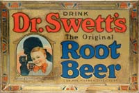 Appraisal: DR SWETT S ROOT BEER TIN ON CARDBOARD SIGN Elusive