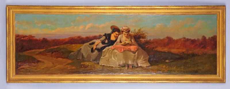 Appraisal: Large Oil on Canvas Outdoor Scene Signed V Guaian Depicts