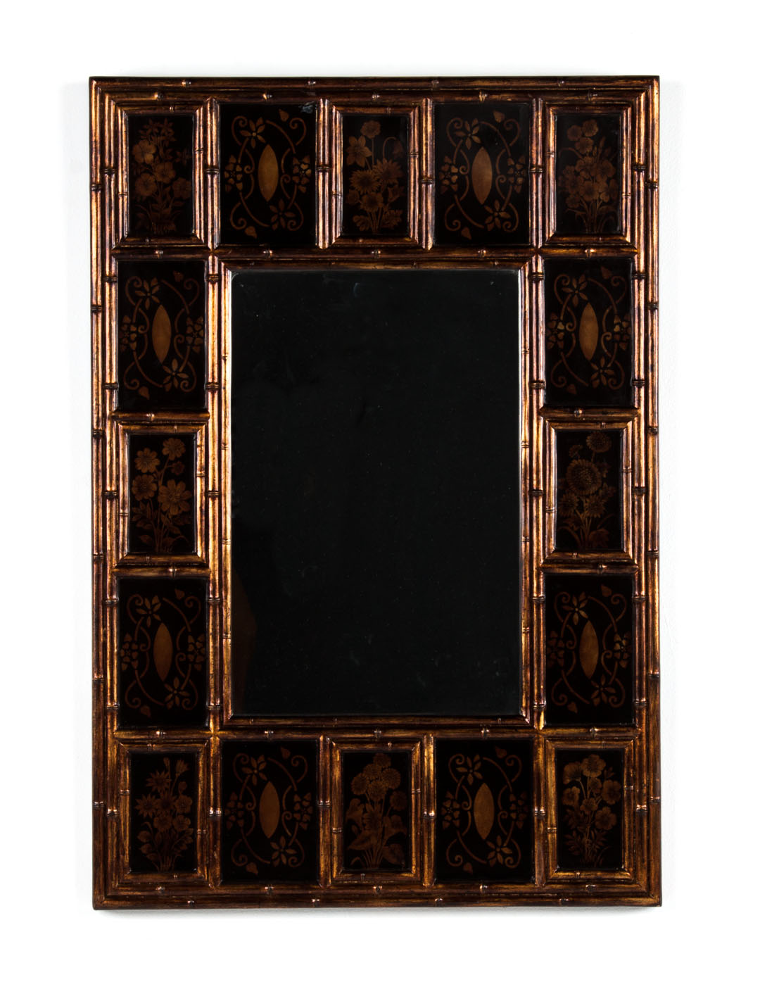 Appraisal: Contemporary Asian style looking glass rectangular mirrored panel with gilt