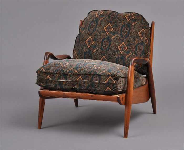 Appraisal: PHILLIP LLOYD POWELL NEW HOPE CHAIR Walnut with paisley velvet