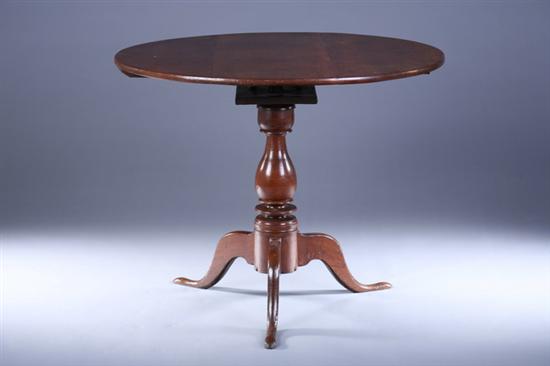 Appraisal: AMERICAN FEDERAL WALNUT TILT-TOP TABLE th Century Round plank-top over