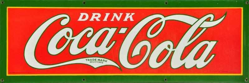 Appraisal: Coca-Cola -Color Porcelain Sign Description Dated and marked Baltimore Enamel