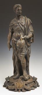 Appraisal: Patinated Bronze Figure of a Standing Classical Wa Patinated Bronze