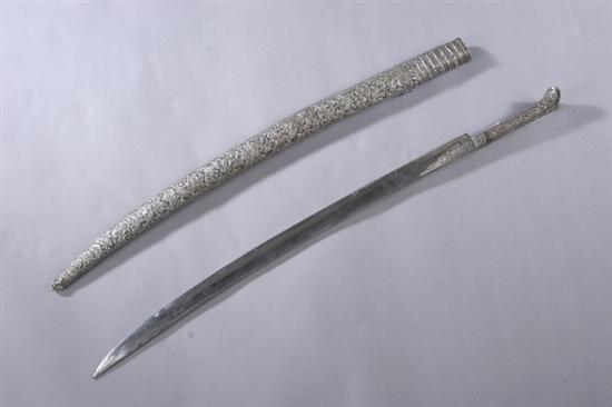 Appraisal: AFGHANI SWORD Early th century Traditional tribal Yataghan silver plated