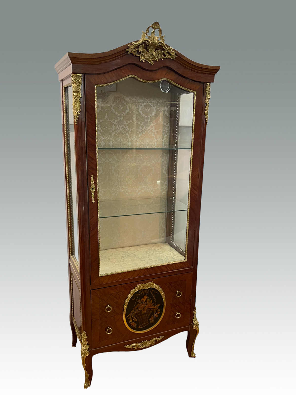 Appraisal: METAL MOUNTED FRENCH CURIO CABINET Contemporary French Curio Display cabinet