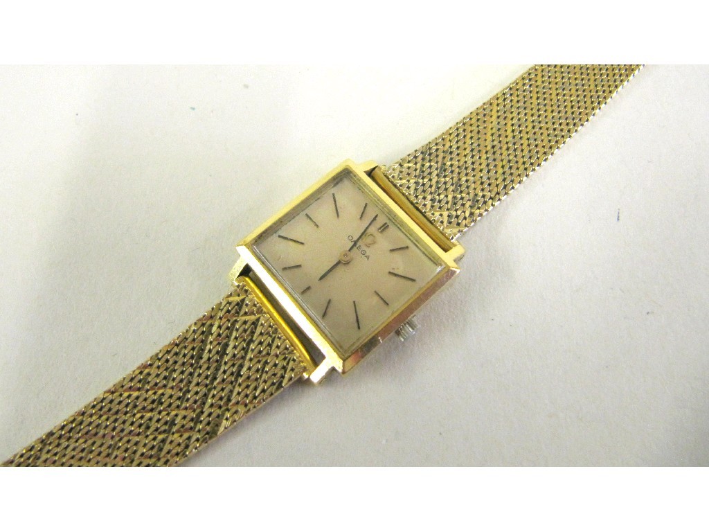 Appraisal: Ladies ct gold square faced Omega wrist watch with ct