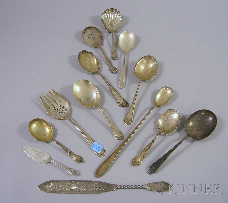 Appraisal: Thirteen Pieces of Sterling Silver Serving Flatware including large spoons