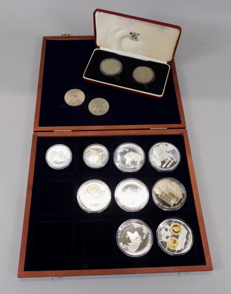 Appraisal: A collection of commemorative medallions to include most popular bullion