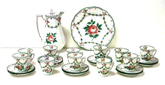 Appraisal: Porcelain tea chocolate set twenty-five pieces including teapot plates saucers