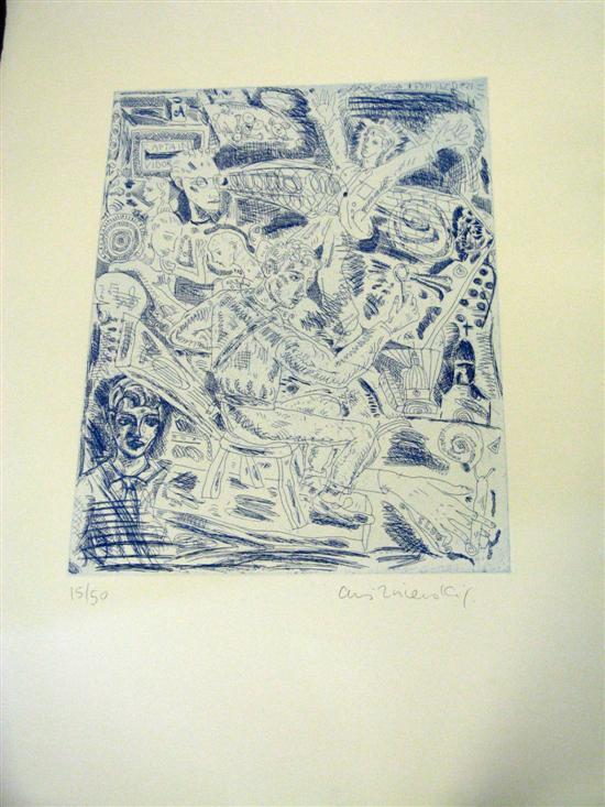 Appraisal: Adrian Wiszniewski Scottish b 'Sculpture Study' etching signed in pencil