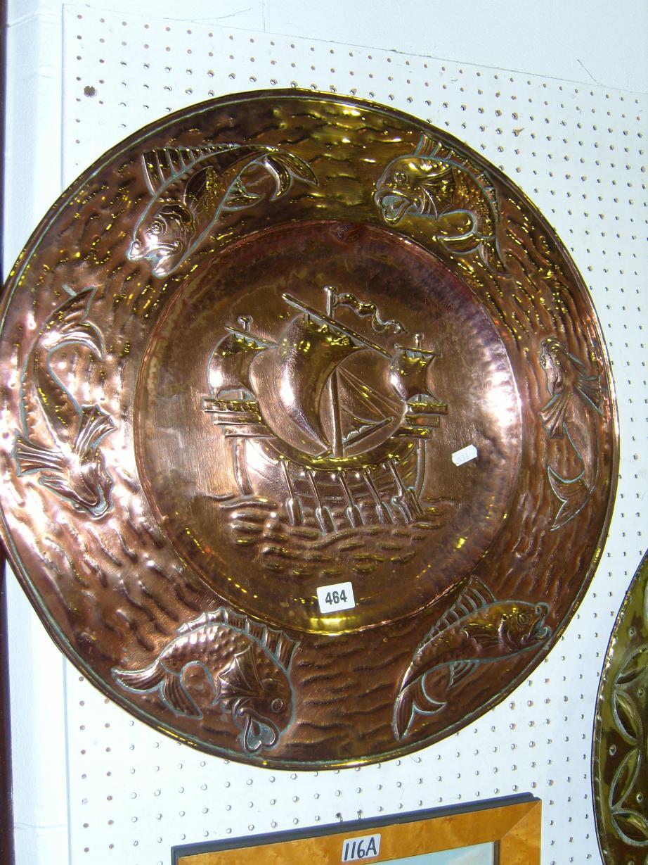 Appraisal: An Arts Crafts School copper wall plaque of circular form