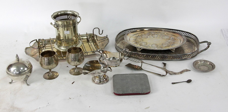 Appraisal: A silver plate sugar bowl a cylindrical soda siphon stand