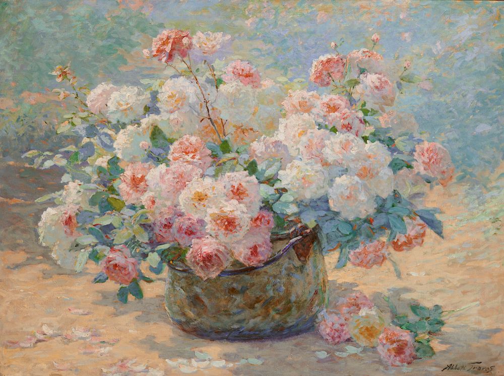 Appraisal: ABBOTT FULLER GRAVES American - Roses oil on canvas x