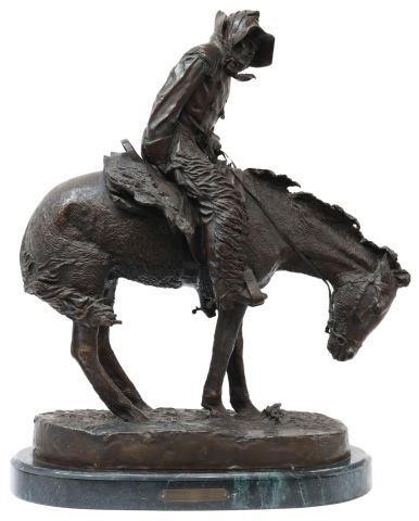 Appraisal: Large patinated bronze sculpture The Norther signed in cast after