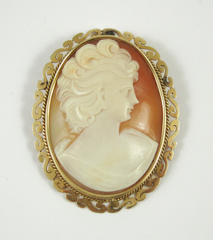 Appraisal: CAMEO AND FOURTEEN KARAT GOLD PENDANT BROOCH having a relief