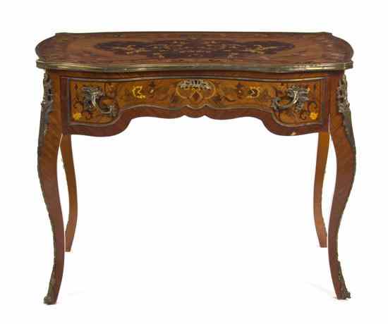 Appraisal: A Louis XV Style Marquetry and Gilt Metal Mounted Desk