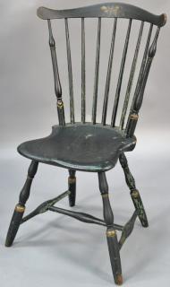 Appraisal: Windsor fanback side chair on bold turned legs in black